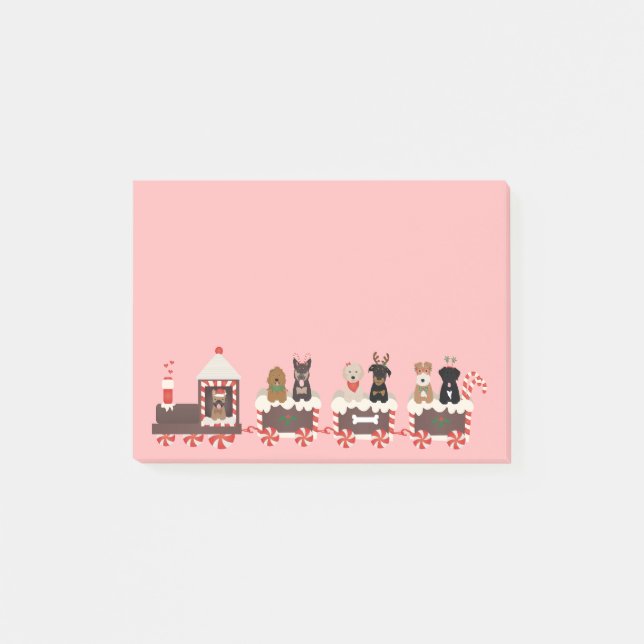 Happy Pawlidays Dog Christmas Holiday Train Post-it Notes (Front)