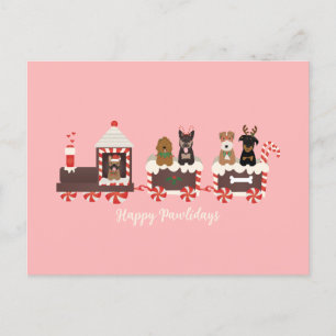 Happy Pawlidays Dog Christmas Holiday Train Postcard