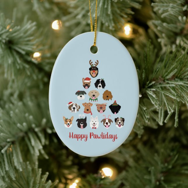 Happy Pawlidays Dog Christmas Tree Ceramic Tree Decoration (Tree)
