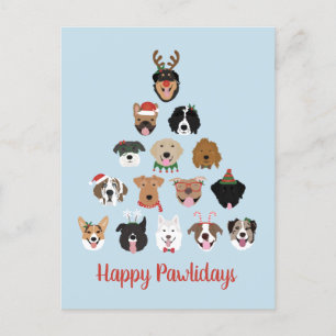 Happy Pawlidays Dog Christmas Tree Holiday Postcard