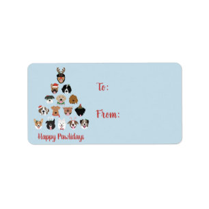 Happy Pawlidays Dog Christmas Tree Label