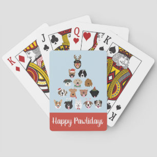 Happy Pawlidays Dog Christmas Tree Playing Cards