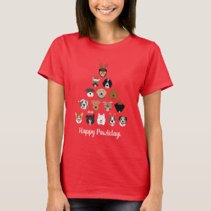 Happy Pawlidays Dog Christmas Tree T-Shirt