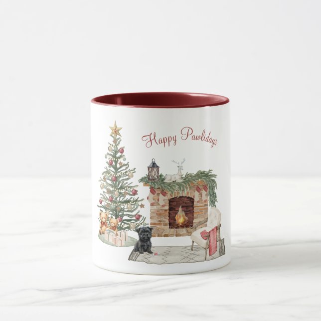 Happy Pawlidays Dog Design- Affenpinscher Mug (Center)