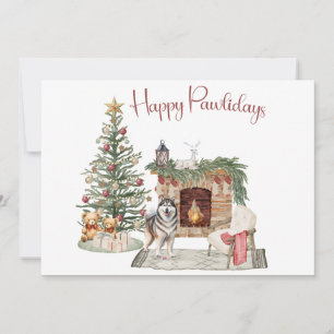 Happy Pawlidays Dog Design- Alaskan Malamute Holiday Card