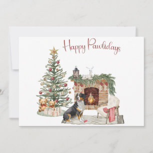Happy Pawlidays Dog Design- Bernese Mountain Dog Holiday Card