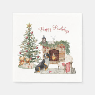 Happy Pawlidays Dog Design- Bernese Mountain Dog Napkin