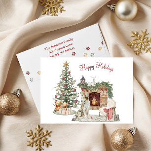 Happy Pawlidays Dog Design- Borzoi Holiday Card