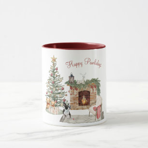 Happy Pawlidays Dog Design- Boston Terrier Mug