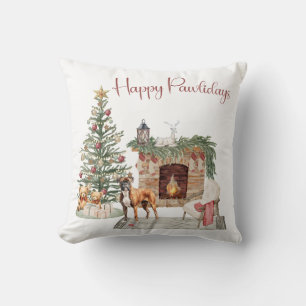 Happy Pawlidays Dog Design- Boxer Cushion