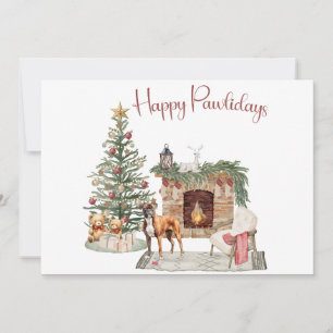 Happy Pawlidays Dog Design- Boxer Holiday Card