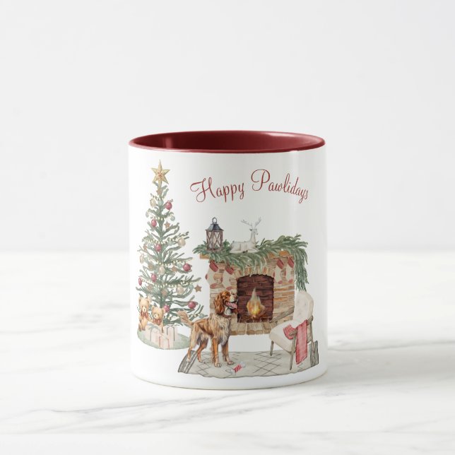Happy Pawlidays Dog Design- Brittany Spaniel Mug (Center)