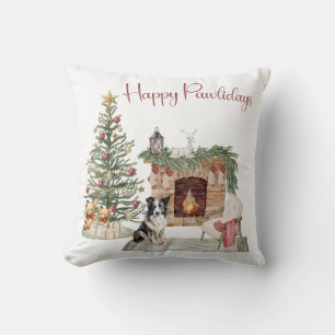Happy Pawlidays Dog Design- Collie Cushion
