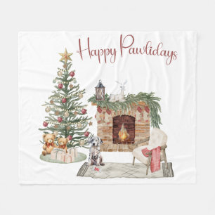 Happy Pawlidays Dog Design- Dalmatian Fleece Blanket