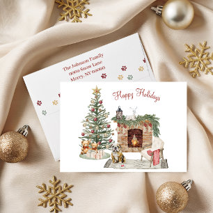 Happy Pawlidays Dog Design- English Bulldog Holiday Card