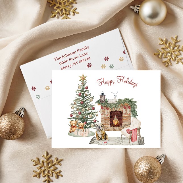 Happy Pawlidays Dog Design- English Bulldog Holiday Card (Creator Uploaded)