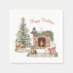 Happy Pawlidays Dog Design- English Bulldog Napkin