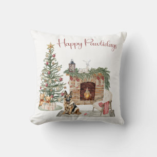 Happy Pawlidays Dog Design- German Shepherd Cushion