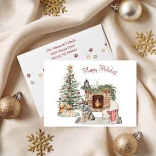 Happy Pawlidays Dog Design- Husky Holiday Card