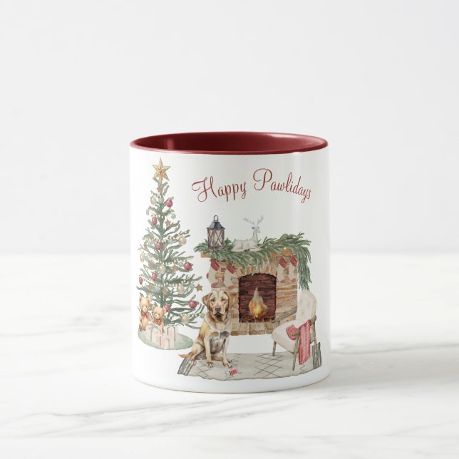 Happy Pawlidays Dog Design- Labrador Retriever Mug (Center)