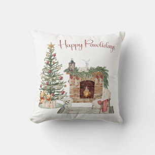 Happy Pawlidays Dog Design- Maltese Cushion