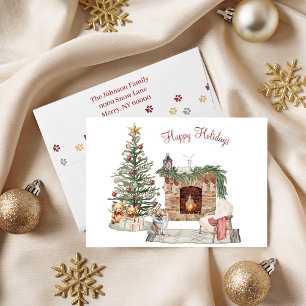 Happy Pawlidays Dog Design- Pomeranian Holiday Card