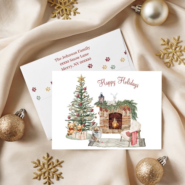 Happy Pawlidays Dog Design- Pomeranian Holiday Card (Creator Uploaded)