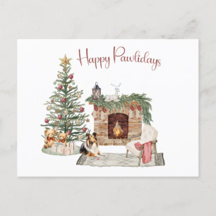 Happy Pawlidays Dog Design- Sheltie Postcard