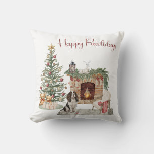 Happy Pawlidays Dog Design- Springer Spaniel Cushion