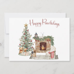 Happy Pawlidays Dog Design- Yorkie Holiday Card