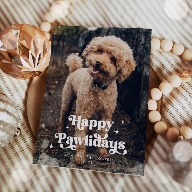 Happy Pawlidays Dog Photo Funny Christmas Holiday Card (Creator Uploaded)