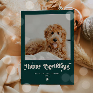 Happy Pawlidays Dog Photo Funny Christmas Holiday Card