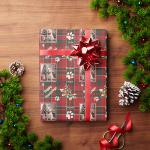 Happy Pawlidays Dog Red Green Plaid Christmas Wrapping Paper