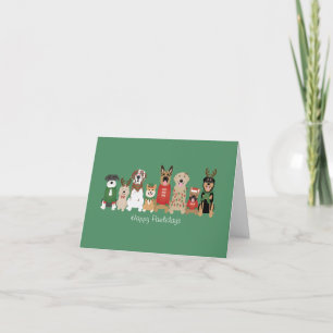 Happy Pawlidays Dogs Red Green Holiday Card