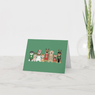 Happy Pawlidays Dogs Red Green Holiday Card