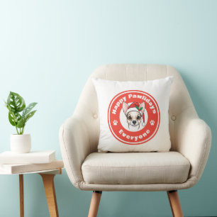 Happy Pawlidays Everyone Chihuahua Cushion
