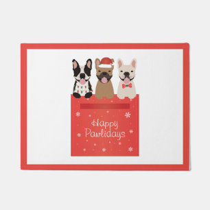 Happy Pawlidays French Bulldogs Doormat
