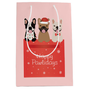 Happy Pawlidays French Bulldogs Medium Gift Bag