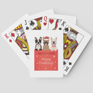 Happy Pawlidays French Bulldogs Playing Cards
