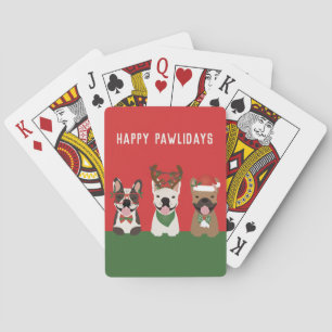 Happy Pawlidays French Bulldogs Playing Cards