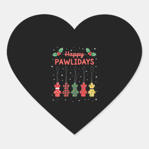 Happy Pawlidays Funny Christmas Dog Paw Xmas Dogs Heart Sticker