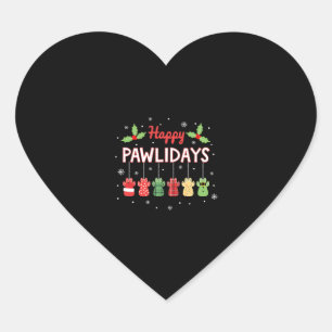Happy Pawlidays Funny Christmas Dog Paw Xmas Dogs Heart Sticker