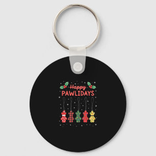 Happy Pawlidays Funny Christmas Dog Paw Xmas Dogs  Key Ring