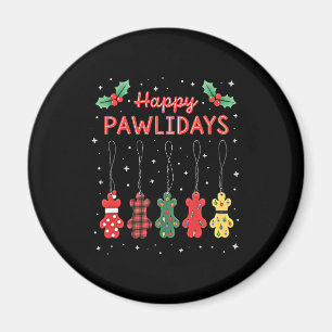 Happy Pawlidays Funny Christmas Dog Paw Xmas Dogs Magnet