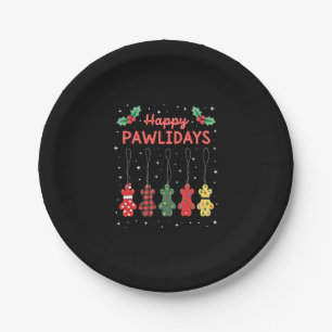 Happy Pawlidays Funny Christmas Dog Paw Xmas Dogs Paper Plate