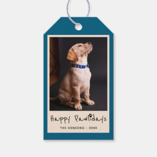 Happy Pawlidays Funny Pun Family Pet Photo Gift Tags