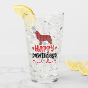 Happy Pawlidays   Funny Word Pun Glass
