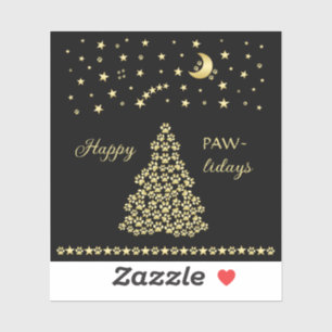 Happy Pawlidays, Gold shiny Paw Christmas tree
