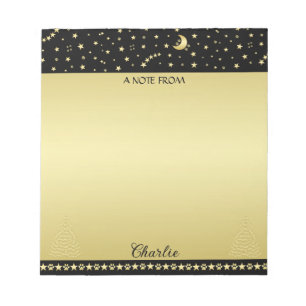Happy Pawlidays, Gold shiny Paw Christmas tree Notepad