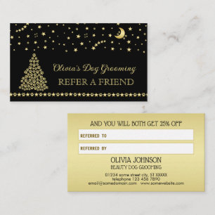Happy Pawlidays, Gold shiny Paw Christmas tree Referral Card